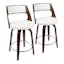 Cecina Cherry and White Leatherette Mid-Century Modern Swivel Counter Stool, Set of 2