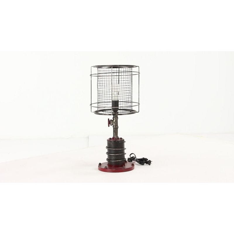 Edison 21" Industrial Black and Red Mesh Wire Table Lamp Set