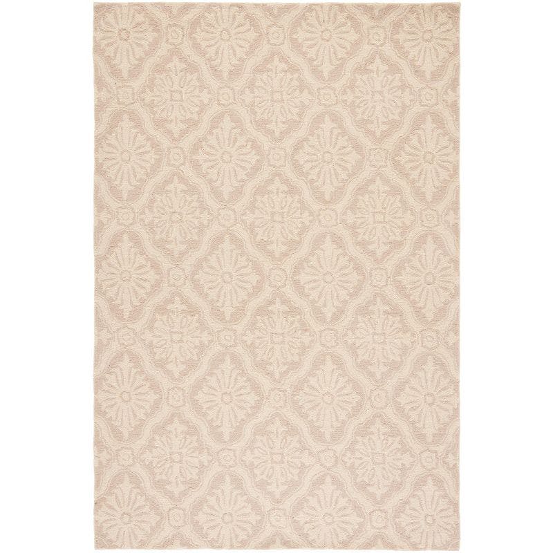 Reversible Creme Hand-Knotted Easy Care Synthetic Rug, 6' x 9'