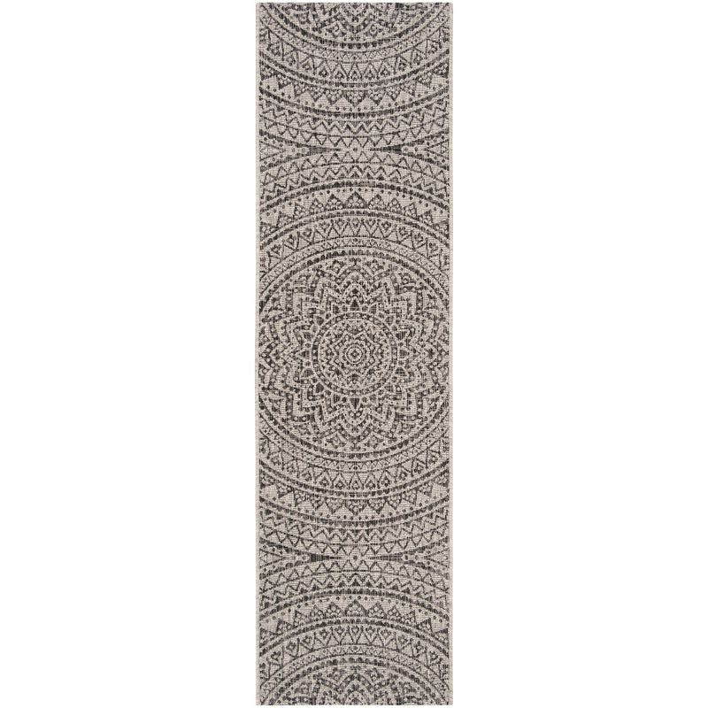 Light Grey and Black Easy Care Indoor/Outdoor Flat Woven Rug