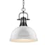 Duncan Transitional Large Black Pendant with White Glass Shade
