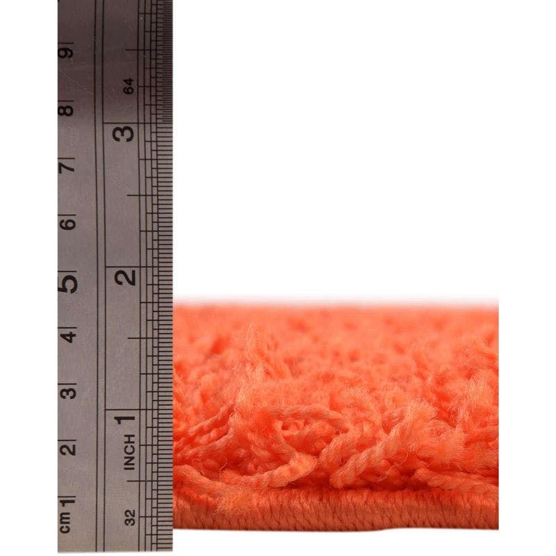Tiger Orange 10'x13' Plush Rectangular Synthetic Shag Rug