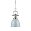 Transitional Mini Pewter Pendant with Seafoam Shade - 8.88" Indoor/Outdoor