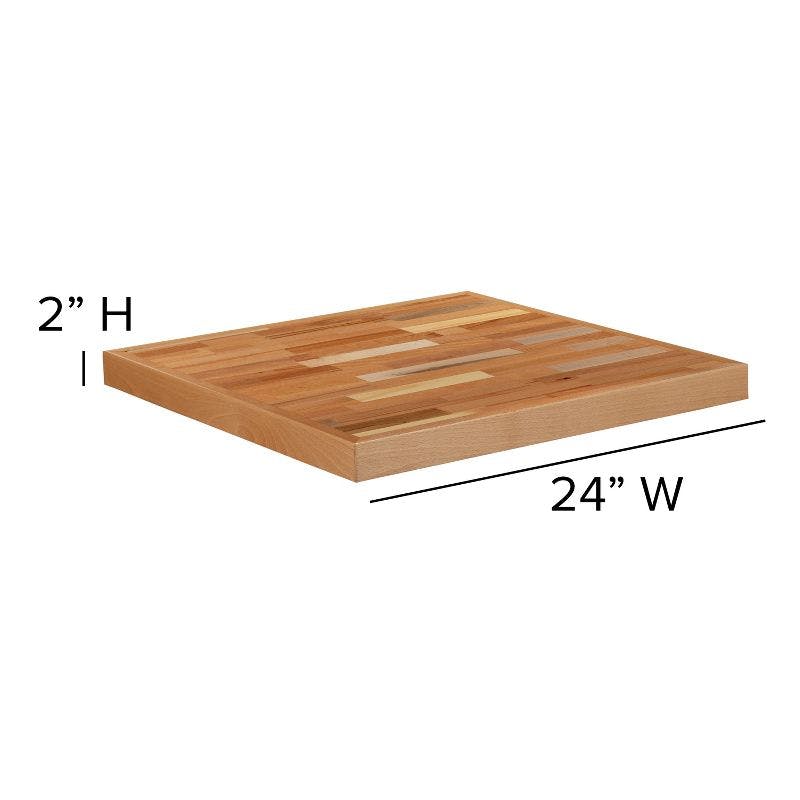 Eco-Friendly Solid Wood Butcher Block Style 24" Square Table Top
