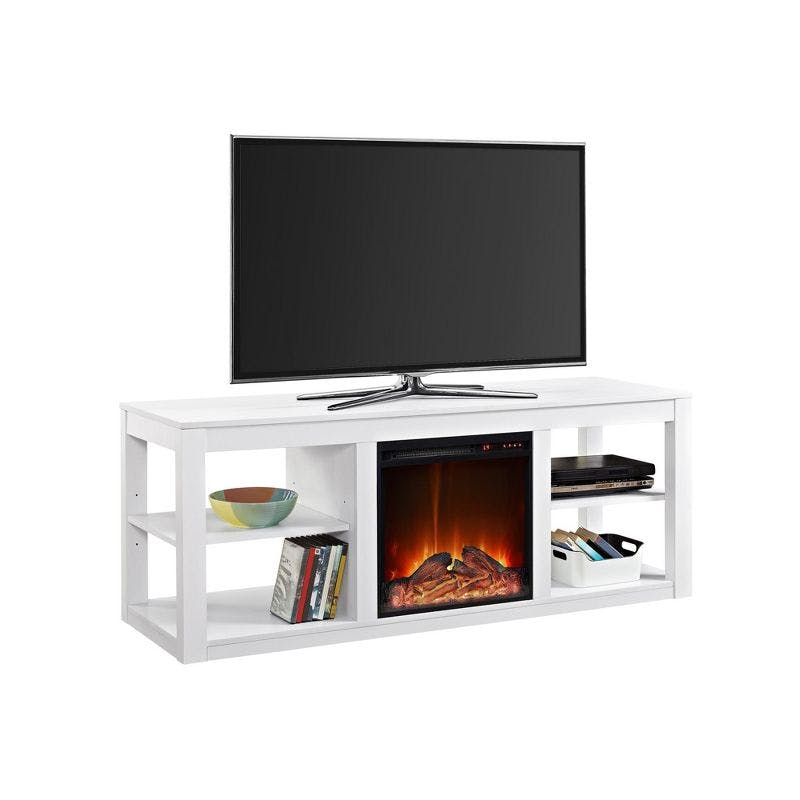 Parsons 59" White Electric Fireplace TV Stand with LED Technology