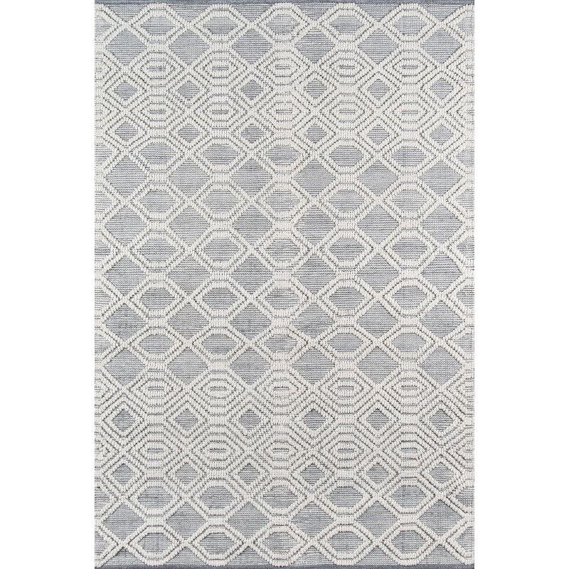 Elysian Gray Geometric 2' x 3' Hand-Tufted Synthetic Rug