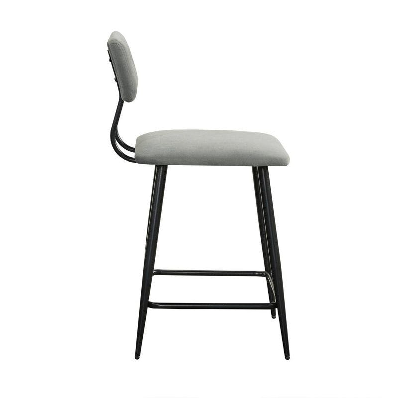 Henrick 25" Matte Black Metal Frame Counter Stool with Tufted Grey Cushion