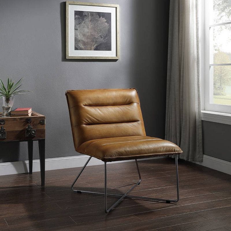 Balrog Timeless Saddle Brown Top Grain Leather Accent Chair