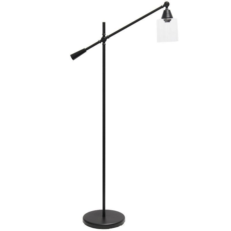 Edison-Inspired Adjustable Black Matte Floor Lamp with Clear Glass Shade