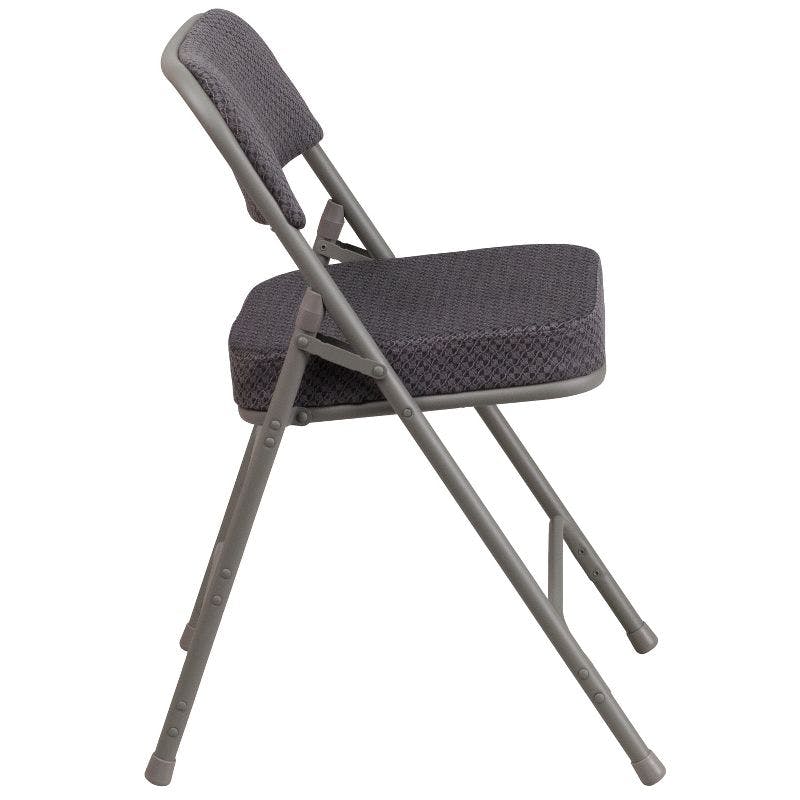 Ultra-Padded Gray Fabric Metal Folding Chair Set