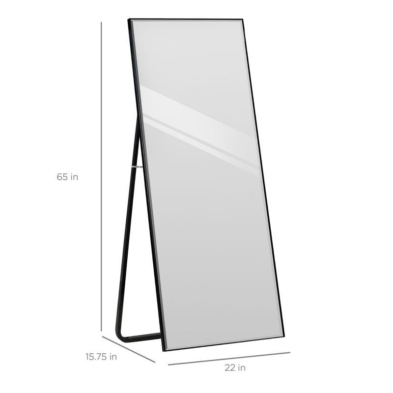 Elegant Full-Length Black Aluminum Alloy Rectangular Mirror
