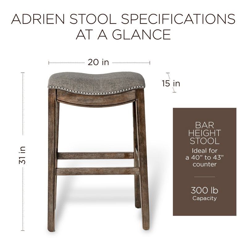 Adrien Saddle-Style Backless Bar Stool in Gray Wirebrush Finish