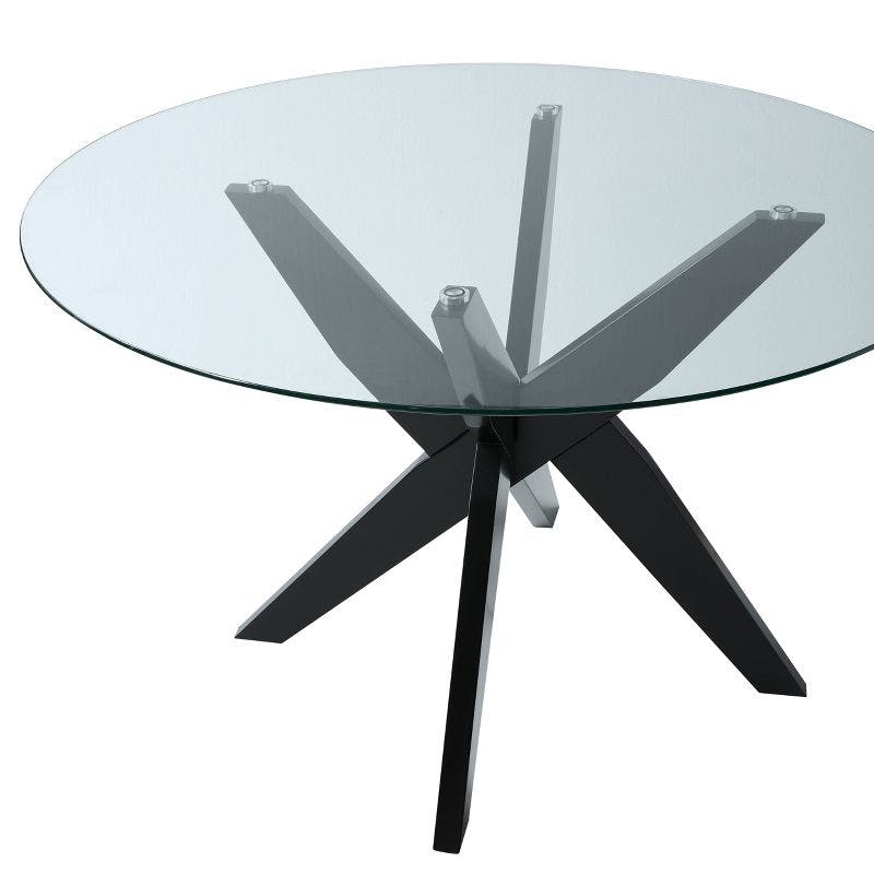 Amalie 48" Black and Clear Glass Round Dining Table