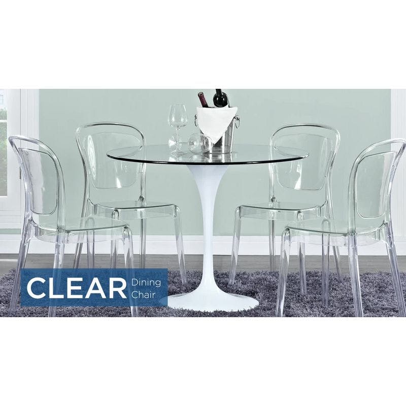 Entreat Minimalist Clear Polycarbonate Dining Side Chair