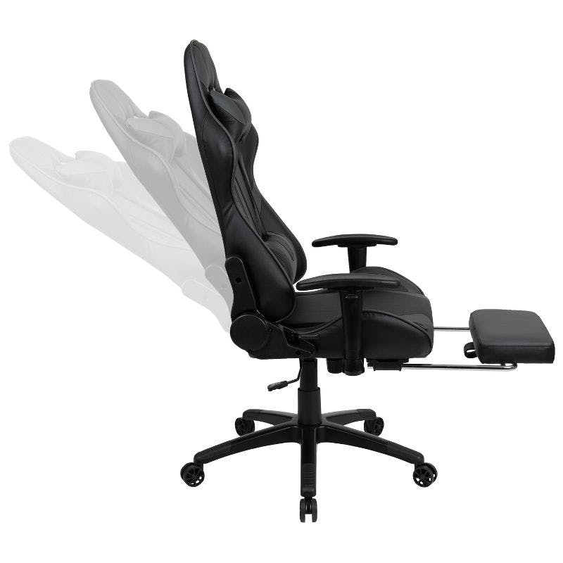 Modern Gray Gaming Desk and Chair Set with Footrest and Cable Management