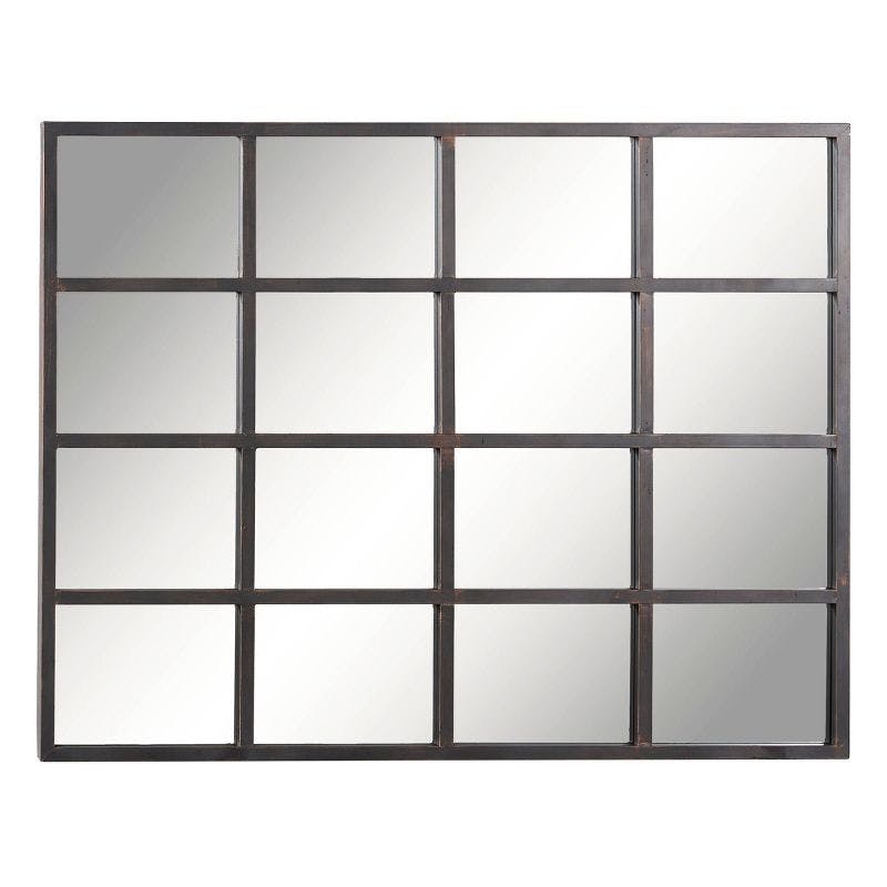 Black Window Pane Industrial Full-Length Wall Mirror 48"