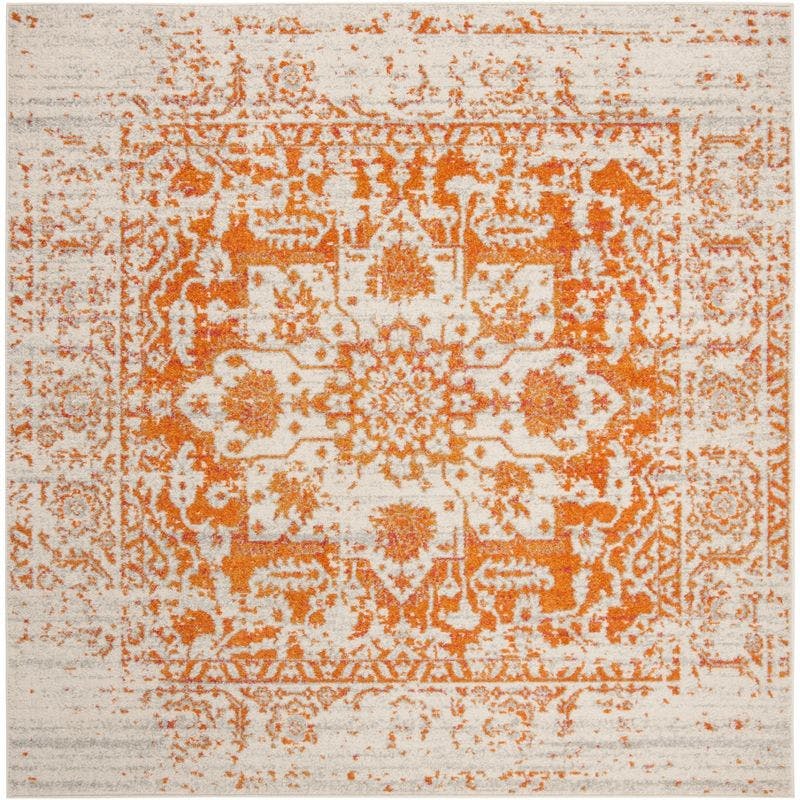 Ivory Elegance Square Rug 79" - Reversible, Stain-Resistant Cotton Blend