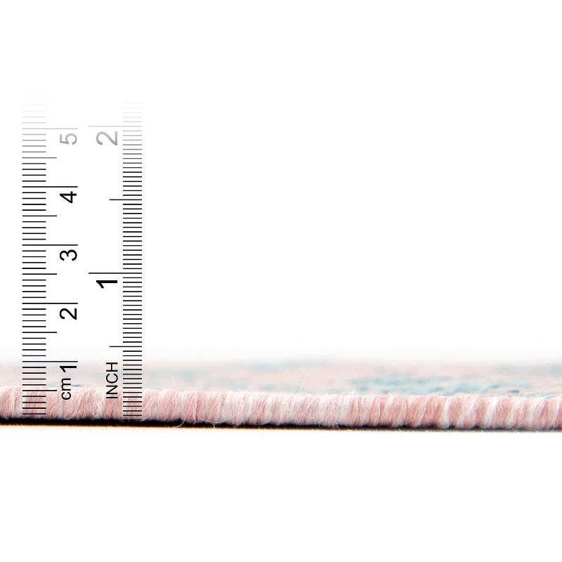 Aqua and Pink Medallion 9' x 12' Outdoor Rectangular Rug