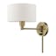 Antique Brass Swing Arm Wall Lamp with Oatmeal Fabric Shade