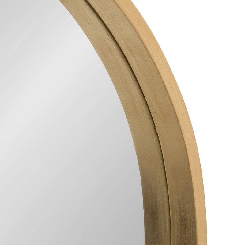 Elegant Round Gold Wood Framed Wall Mirror - 21.6" Diameter