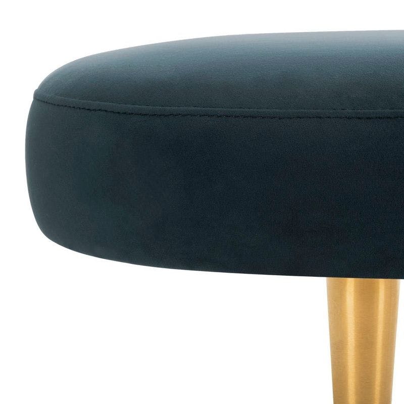 Elegant Black Velvet 48" Transitional Oval Bench with Gold Legs