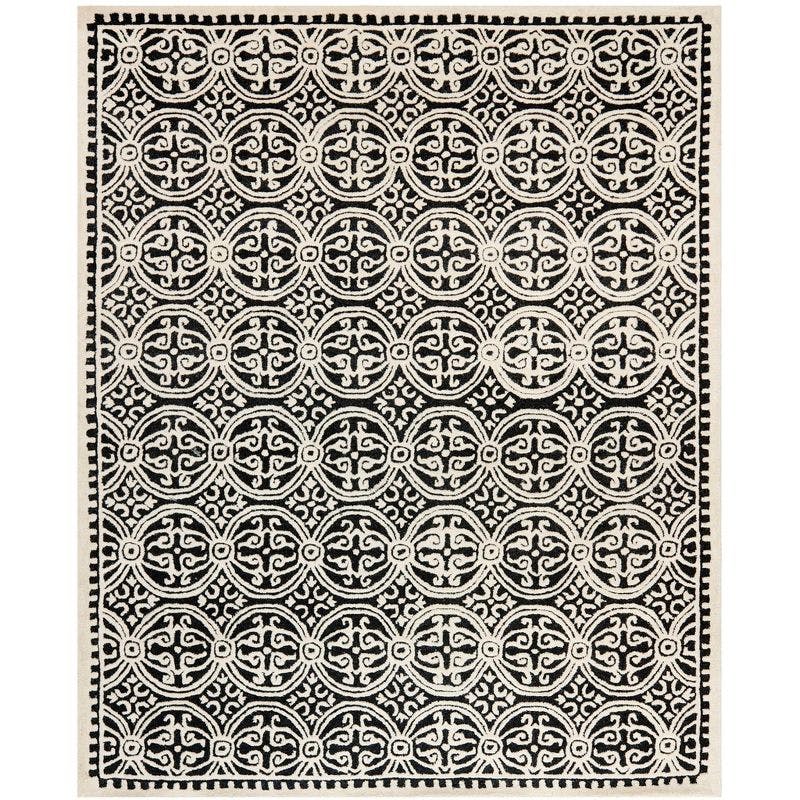 Ivory Geometric Hand-Tufted Wool Area Rug, 8' x 10'