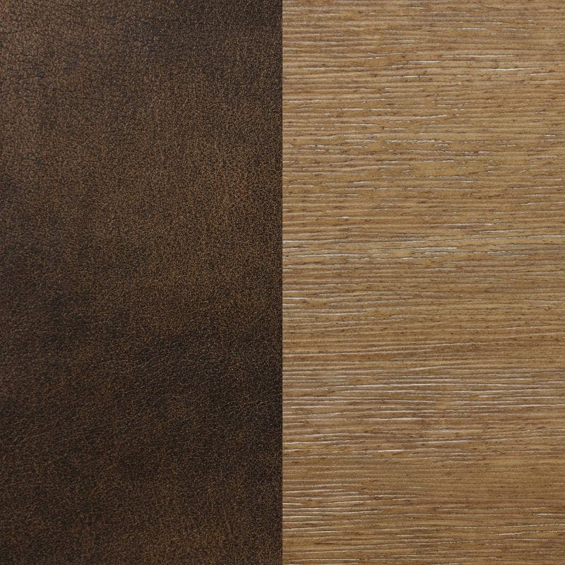 24" Rustic Saddle-Style Barstool in Dark Brown PU Leather & Light Brown Wood