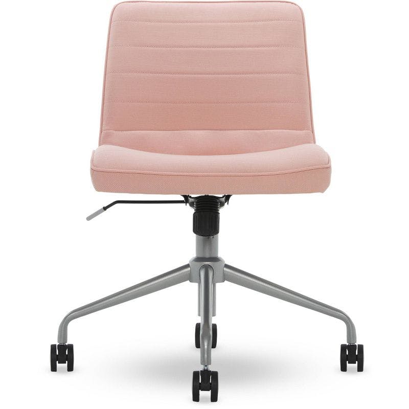 French Pink Armless Task Chair with Chrome-Finished Base