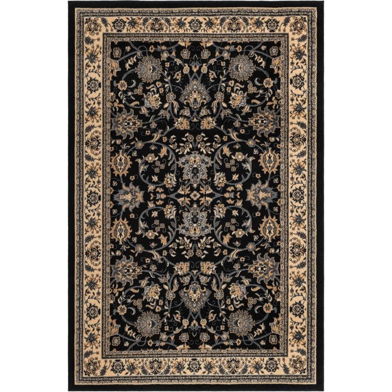 Reversible Black and Gray Synthetic 6' x 9' Easy-Care Rug