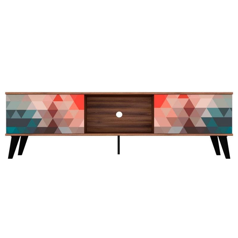 Doyers 71'' Mid-Century Modern TV Stand in Vibrant Red and Blue