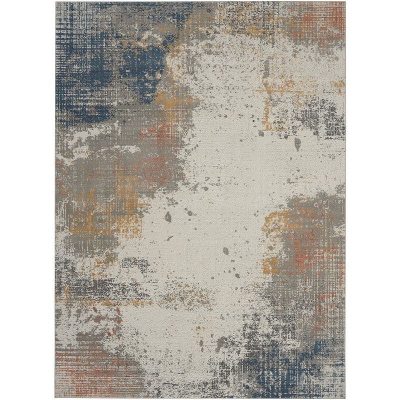 Abstract Textured Impressions 5' x 7' Easy-Care Synthetic Rug in Grey