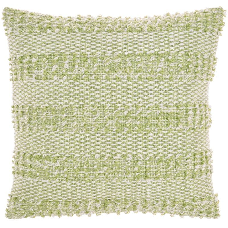 Bright Green 18"x18" Woven Striped Outdoor & Indoor Throw Pillow