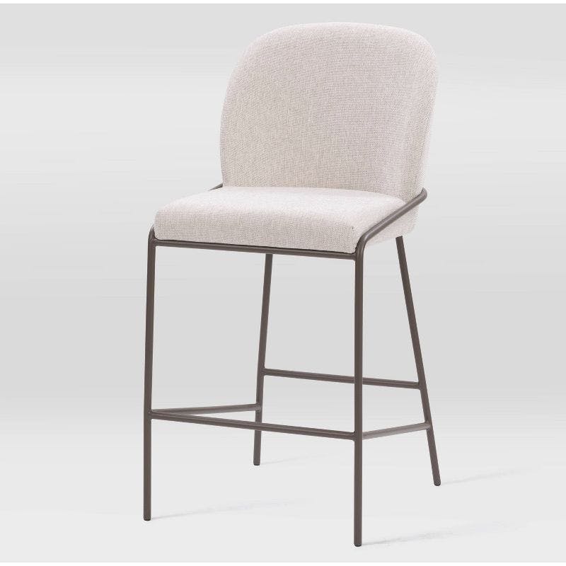 Blakeley 28'' Light Gray Twill Counter Stool with Iron Legs