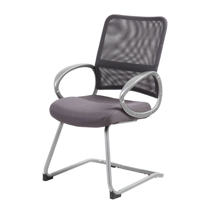 Charcoal Gray High Back Mesh Guest Chair with Pewter Metal Base