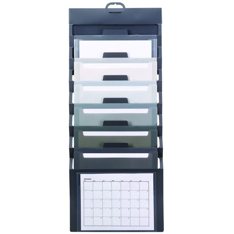 Freestanding 15'' Gray Cascading Wall Organizer with 6 Pockets