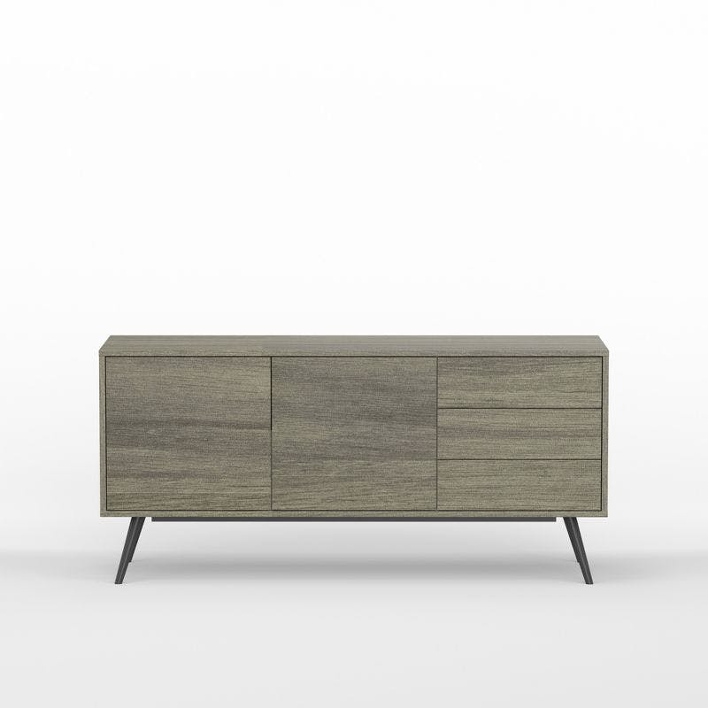 Atlas 63" Dark Taupe Mid-Century Modern Media Console with Cabinet