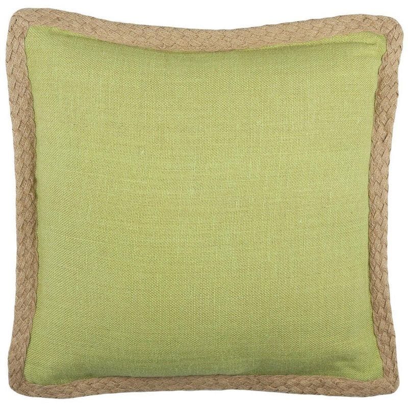 Eco-Chic Green Jute 18" Square Pillow Set with Natural Rope Accent