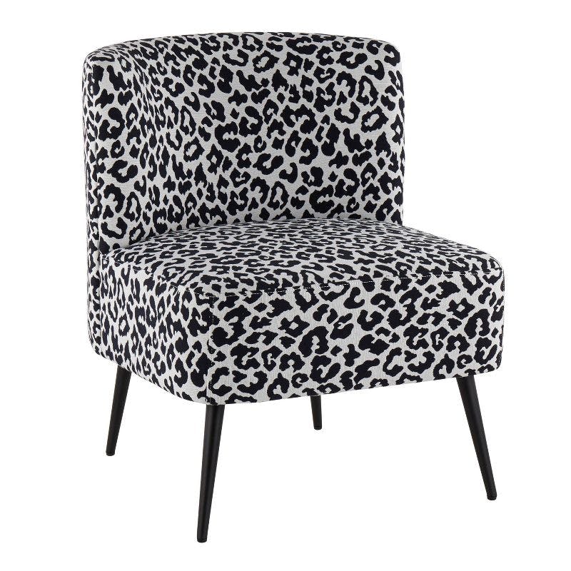 Contemporary Black Slipper Chair with Leopard Fabric