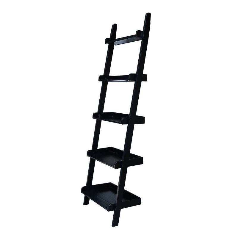 Adjustable Black Wood Ladder Shelf Unit, 51.2"