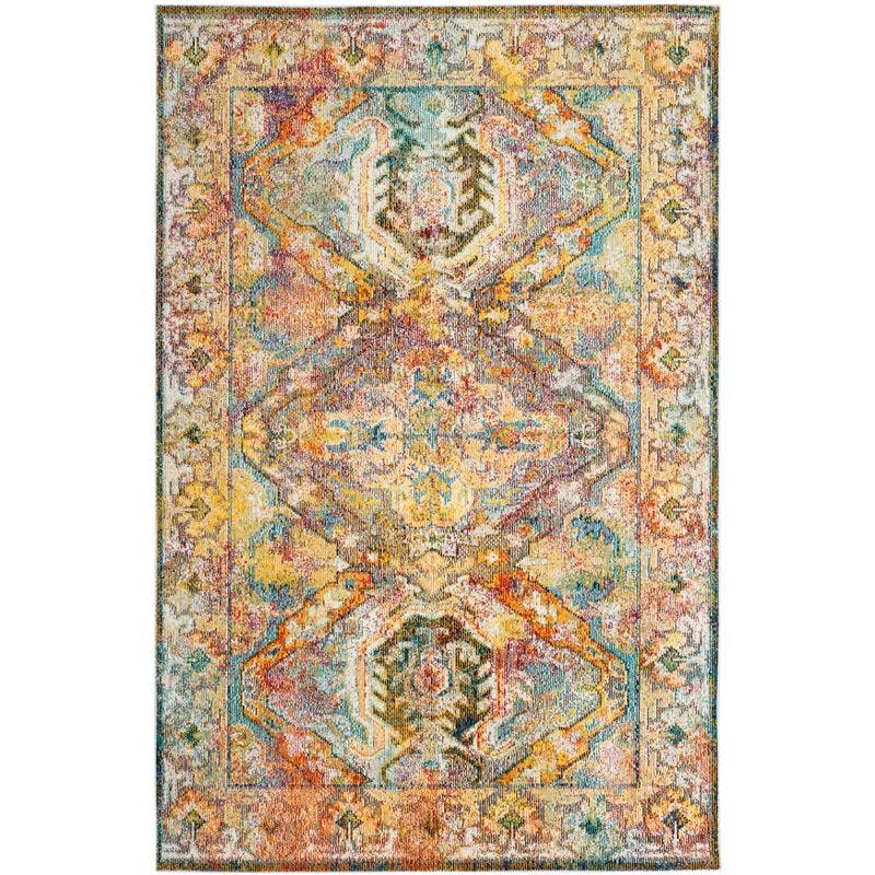Reversible Hand-Knotted Light Blue Floral Synthetic Area Rug