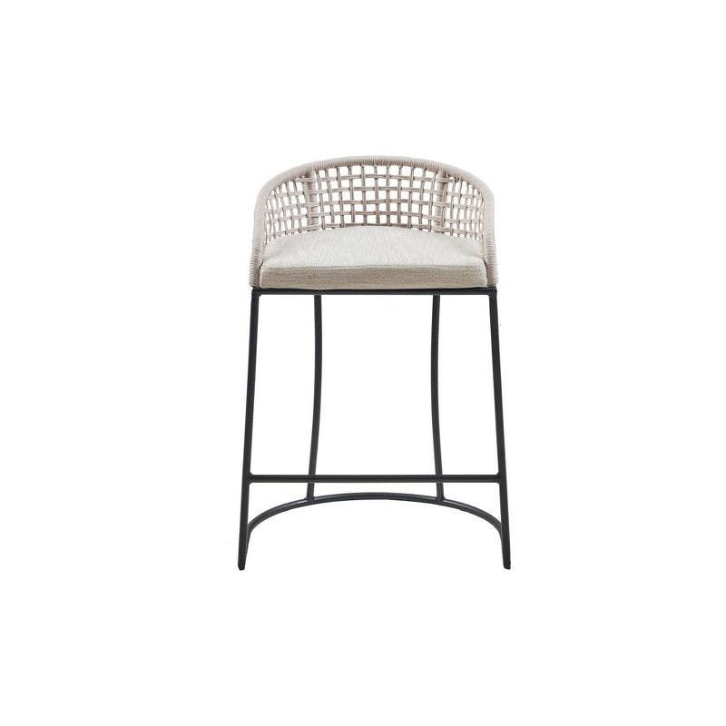 Hermosa Natural Woven Rope 25" Counter Stool with Metal Base