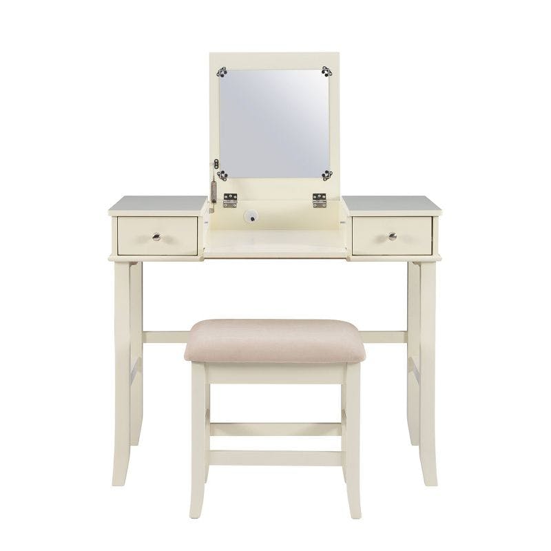 Elegant Cream Jackson 40'' Vanity Set with Flip-Up Mirror and Storage