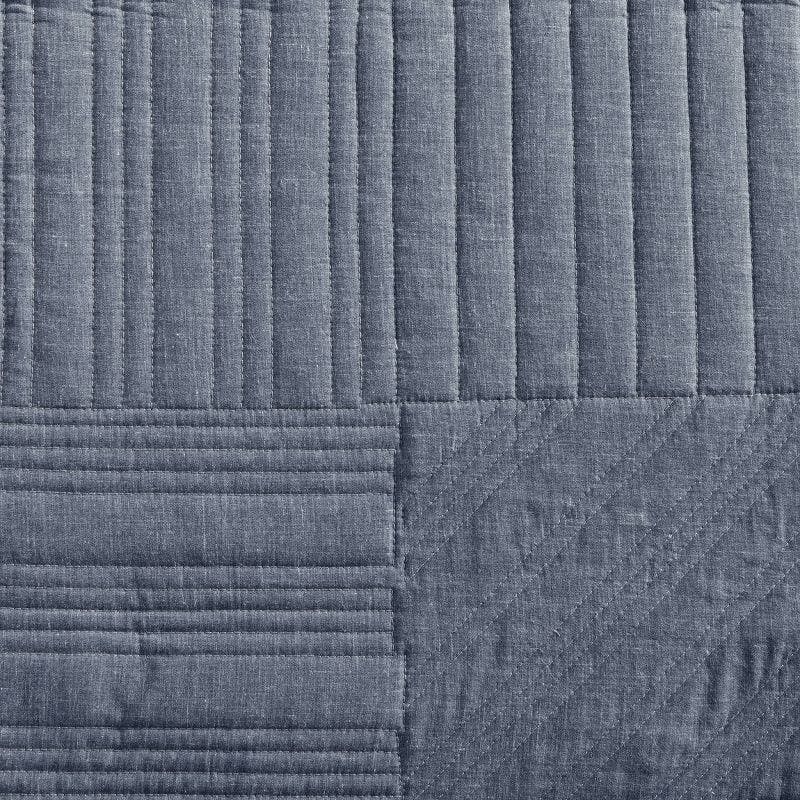 Casual Comfort Denim Blue & Chrome Gray Full Cotton Quilt Set