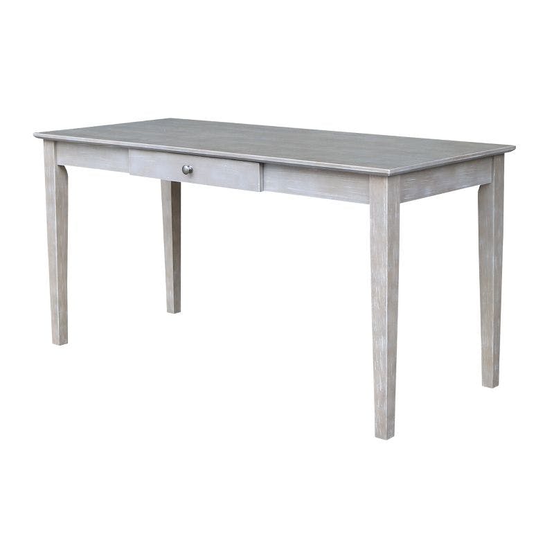 Transitional 60'' Washed Gray Taupe Home Office Desk with Drawer
