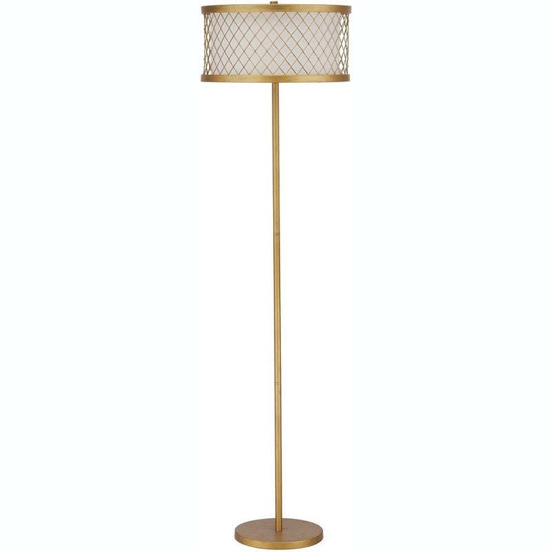 Contemporary Antique Gold Mesh Floor Lamp with White Cotton Shade