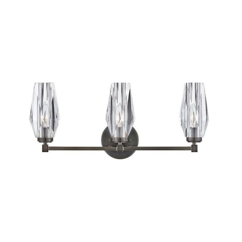 Ana Black Oxide 3-Light Vanity with Faceted Crystal Shades