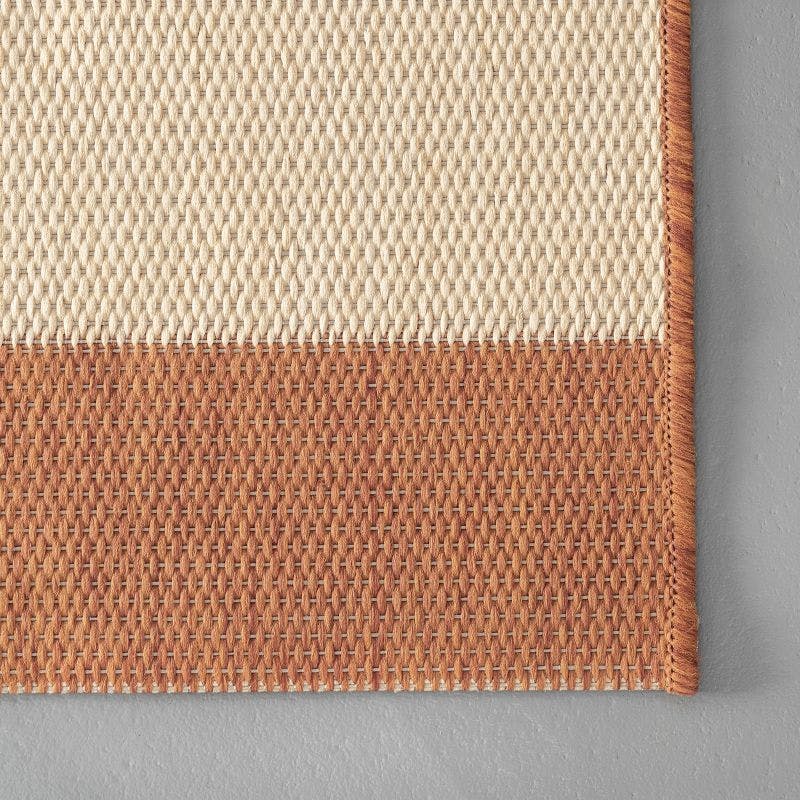 Terracotta Striped Easy-Care Synthetic 4' x 6' Outdoor Rug