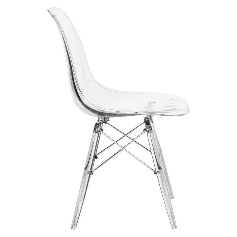 Dover High Back Cross Side Chair in Matte Clear Plastic