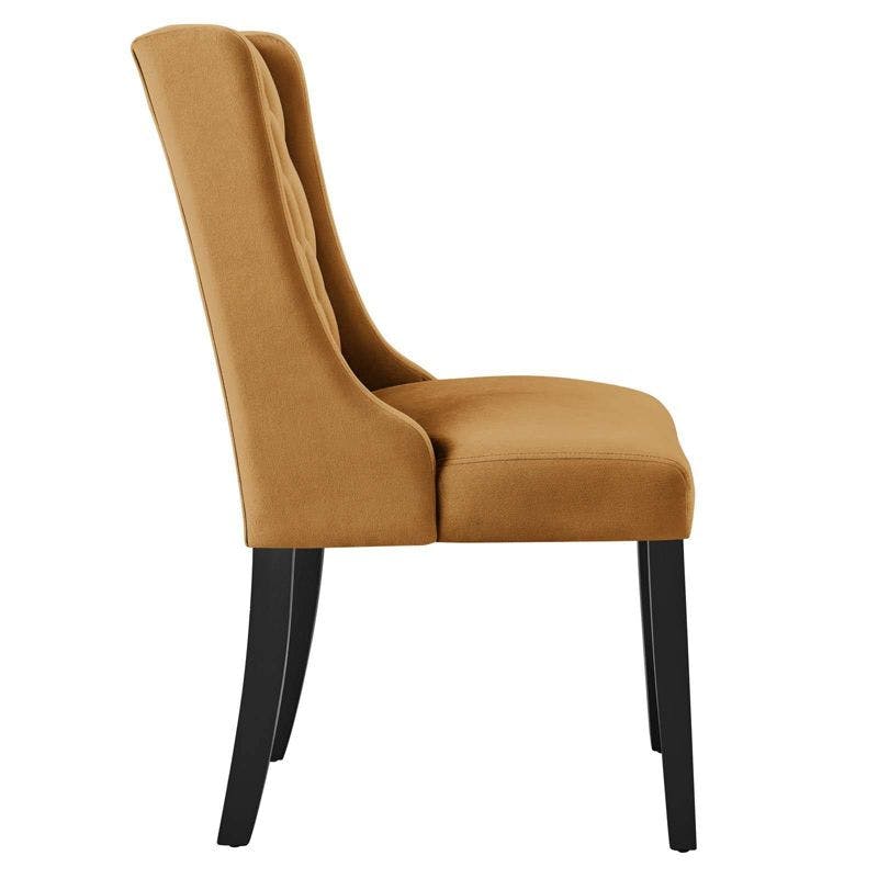 Cognac Velvet Upholstered Wood Dining Chairs - Set of 2