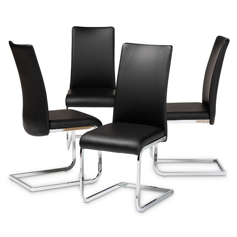 Cyprien Black Faux Leather Upholstered Parsons Dining Chairs - Set of 4